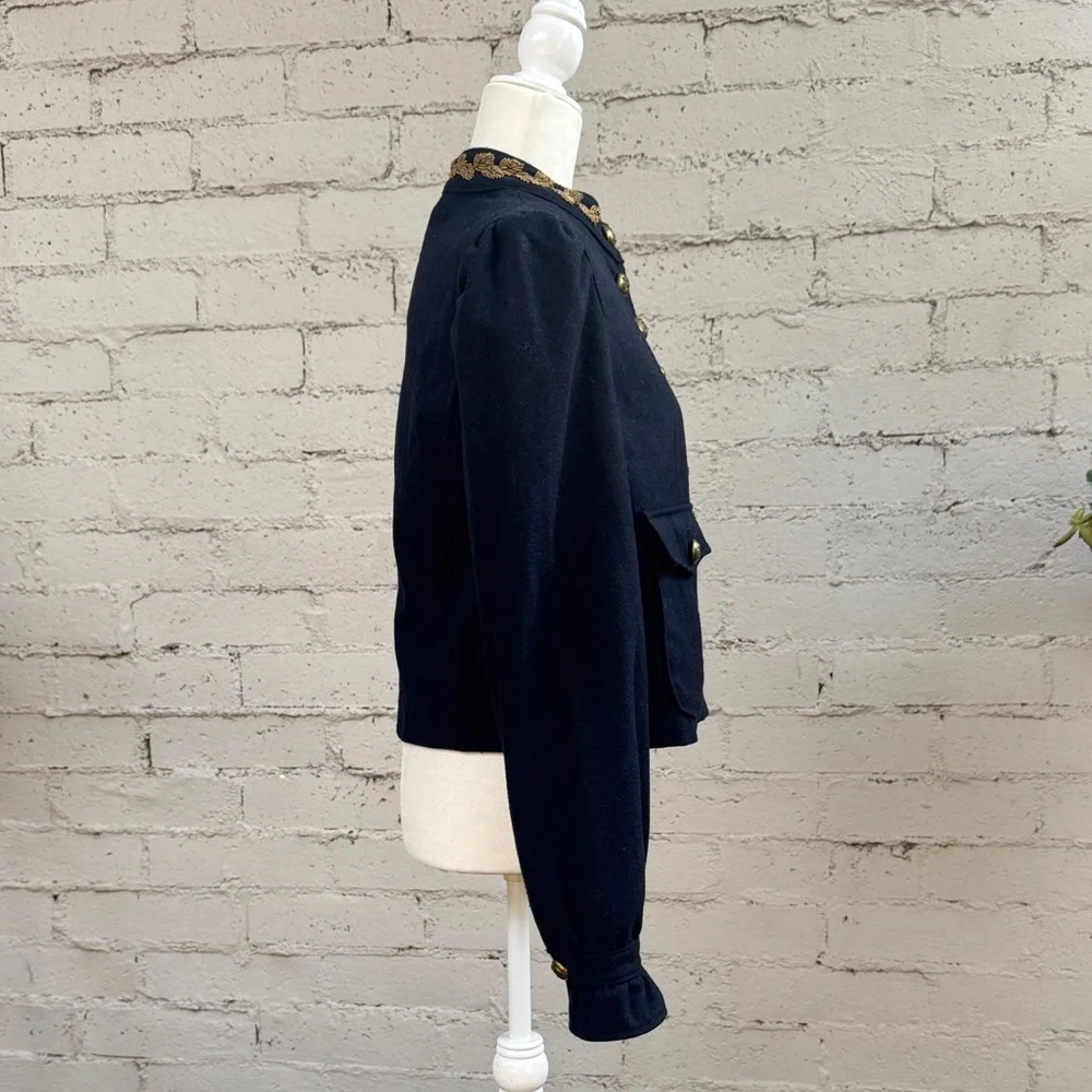 Free People Wool Regan Puff Sleeve Military Jacket Blazer Size S - Picture 3 of 14
